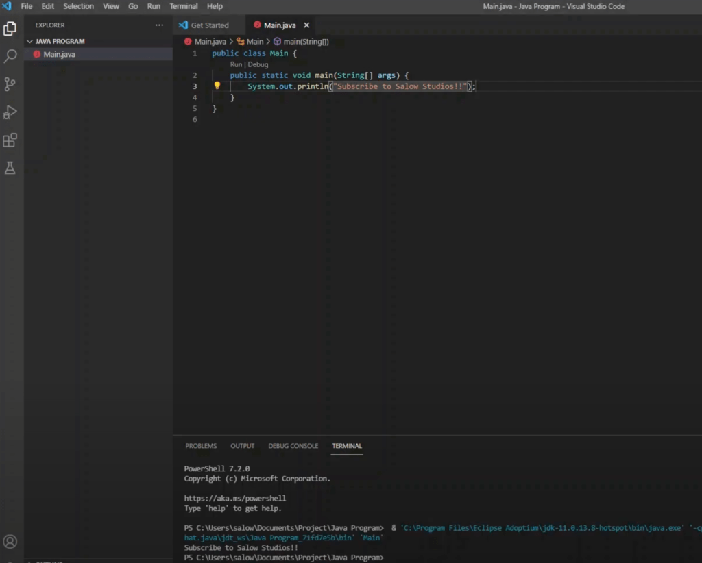 How to run JAVA using Visual Studio Code - Salow Studios